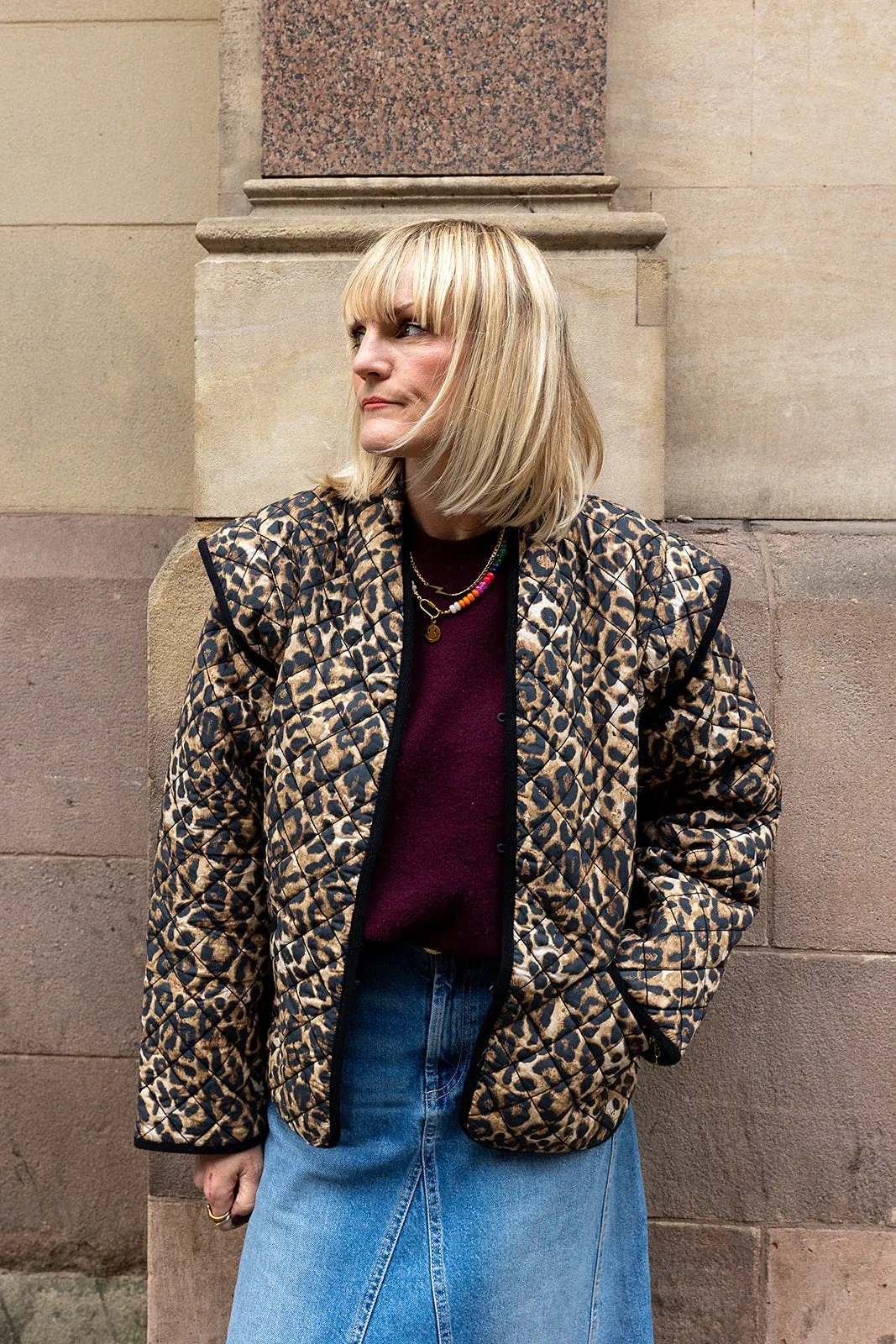 Pandora Brown Leopard Print Two-In-One Cotton Quilted Jacket by Raf and Grace