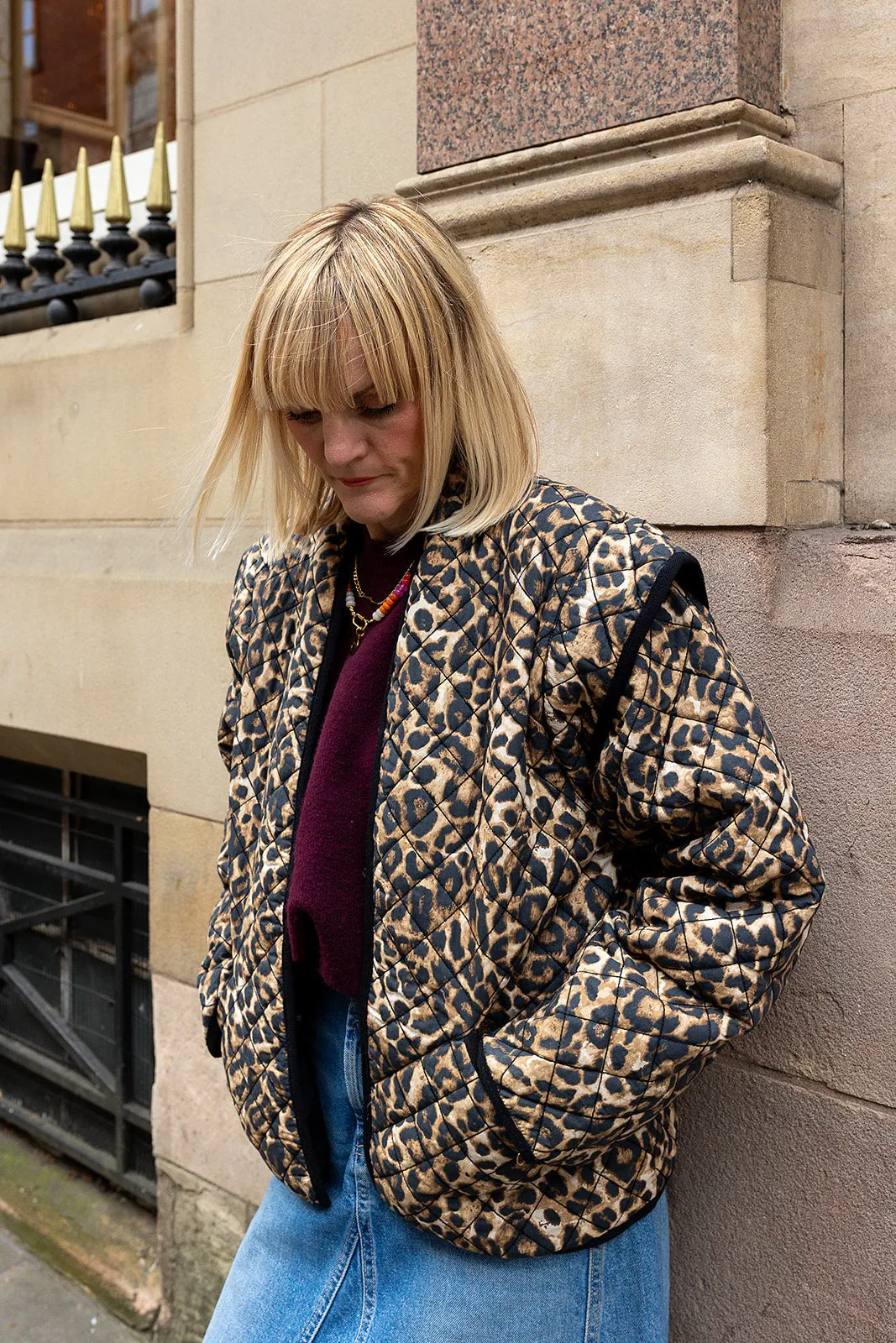 Pandora Brown Leopard Print Two-In-One Cotton Quilted Jacket by Raf and Grace