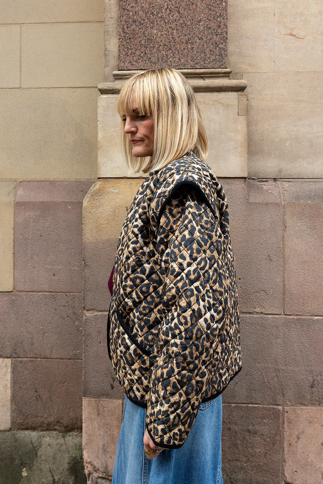 Pandora Brown Leopard Print Two-In-One Cotton Quilted Jacket by Raf and Grace