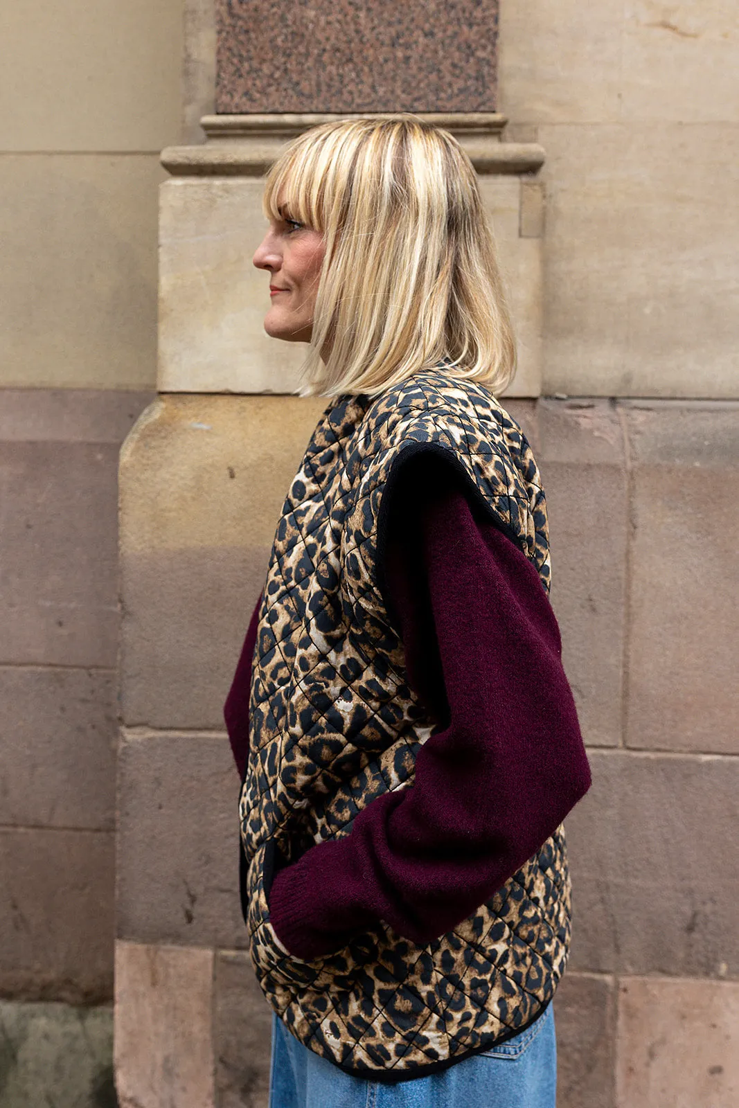 Pandora Brown Leopard Print Two-In-One Cotton Quilted Jacket by Raf and Grace