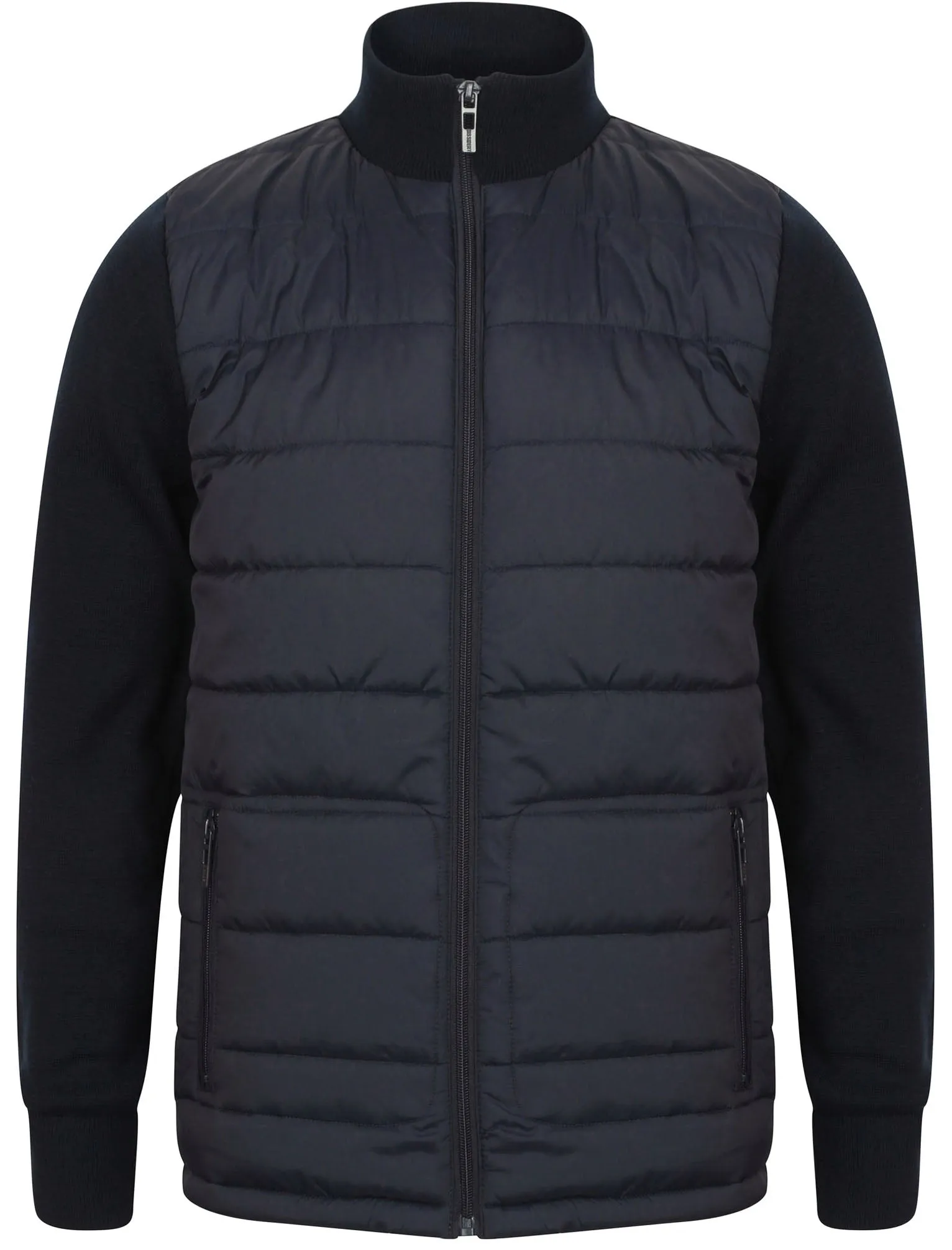 Patton Quilted Jacket With Knitted Sleeves in Dark Navy - Dissident