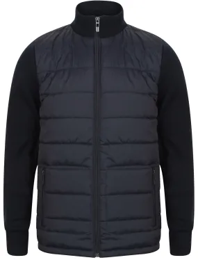 Patton Quilted Jacket With Knitted Sleeves in Dark Navy - Dissident