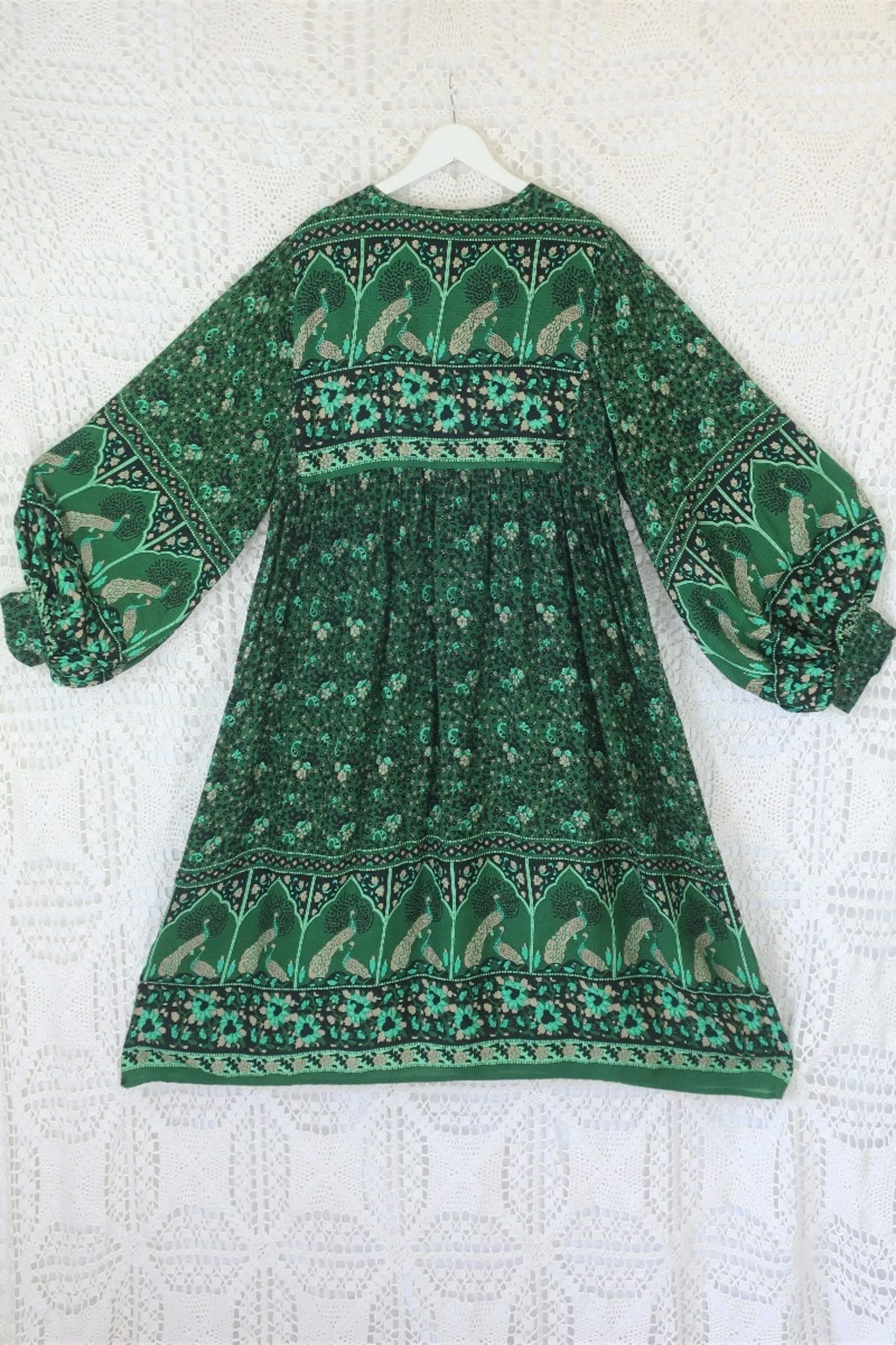 Peacock Primrose Dress in Forest Green