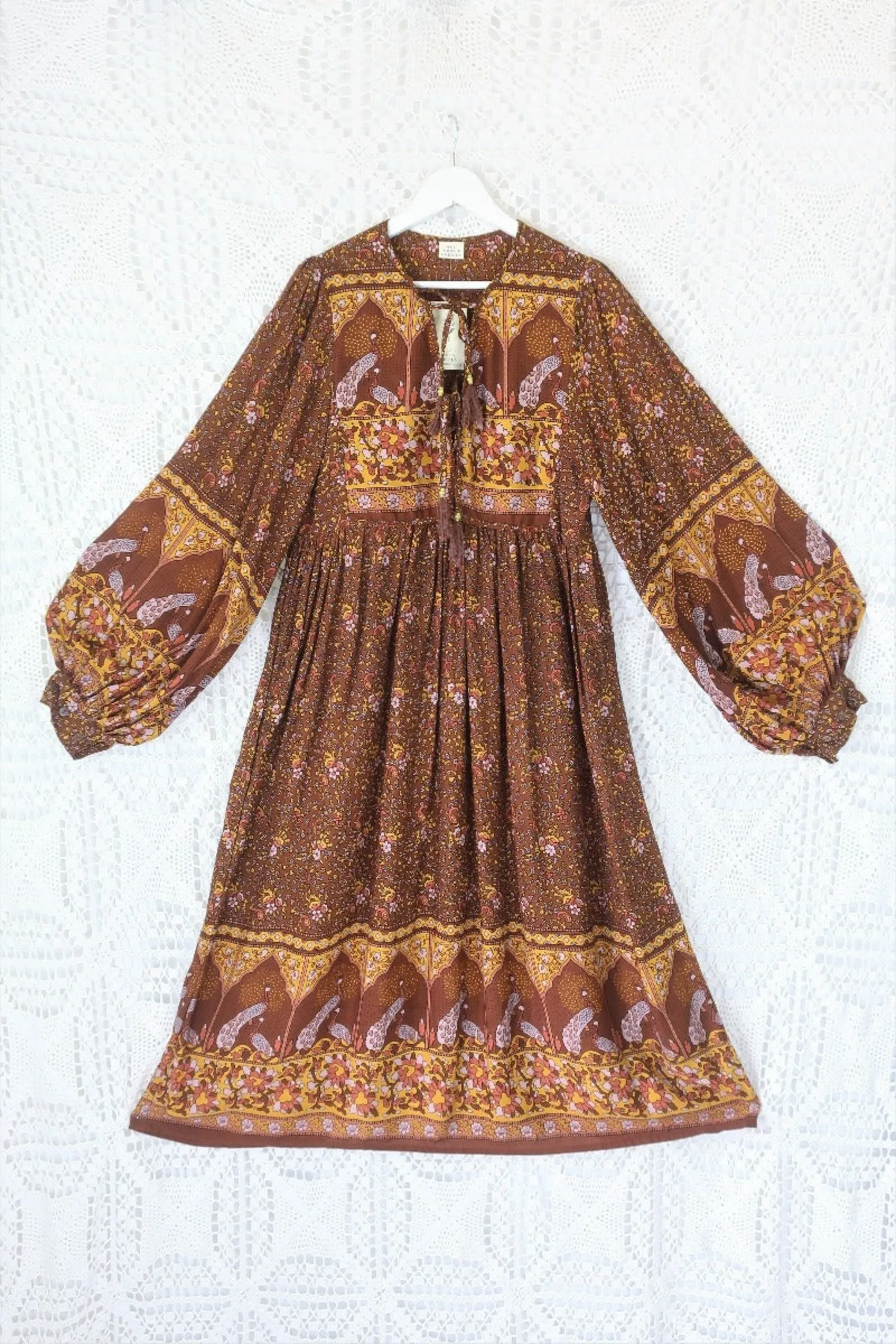 Peacock Primrose Dress in Gingerbread