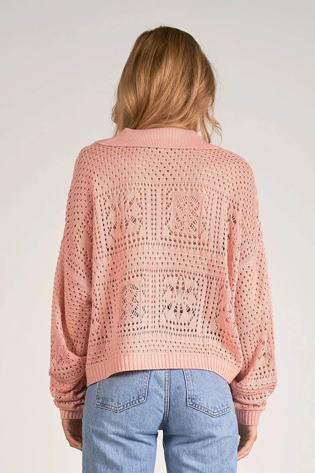 Pink Collar Knit Sweater