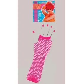 Pink long fingerless fishnet glove for adults