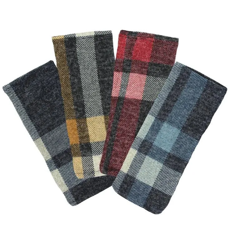 Plaid Knit Fingerless Gloves