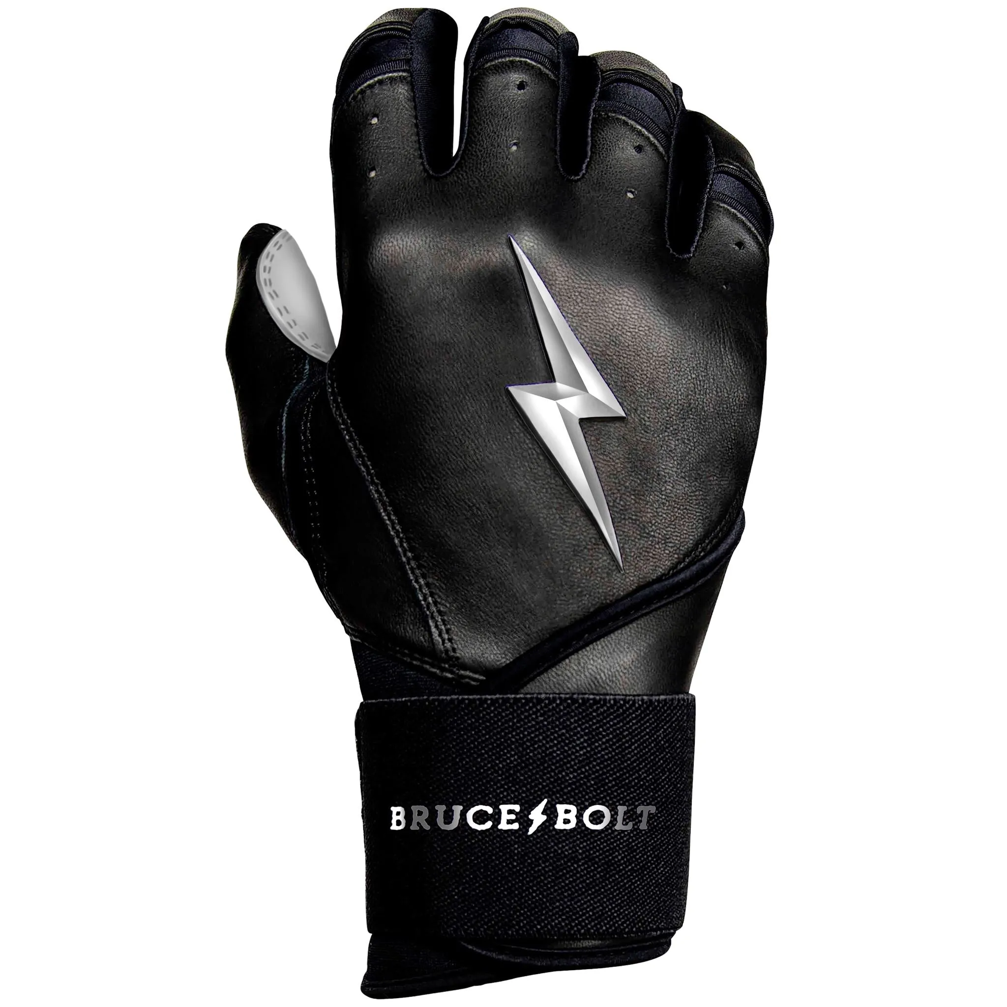 PREMIUM PRO CHROME Series Long Cuff Batting Gloves | BLACK