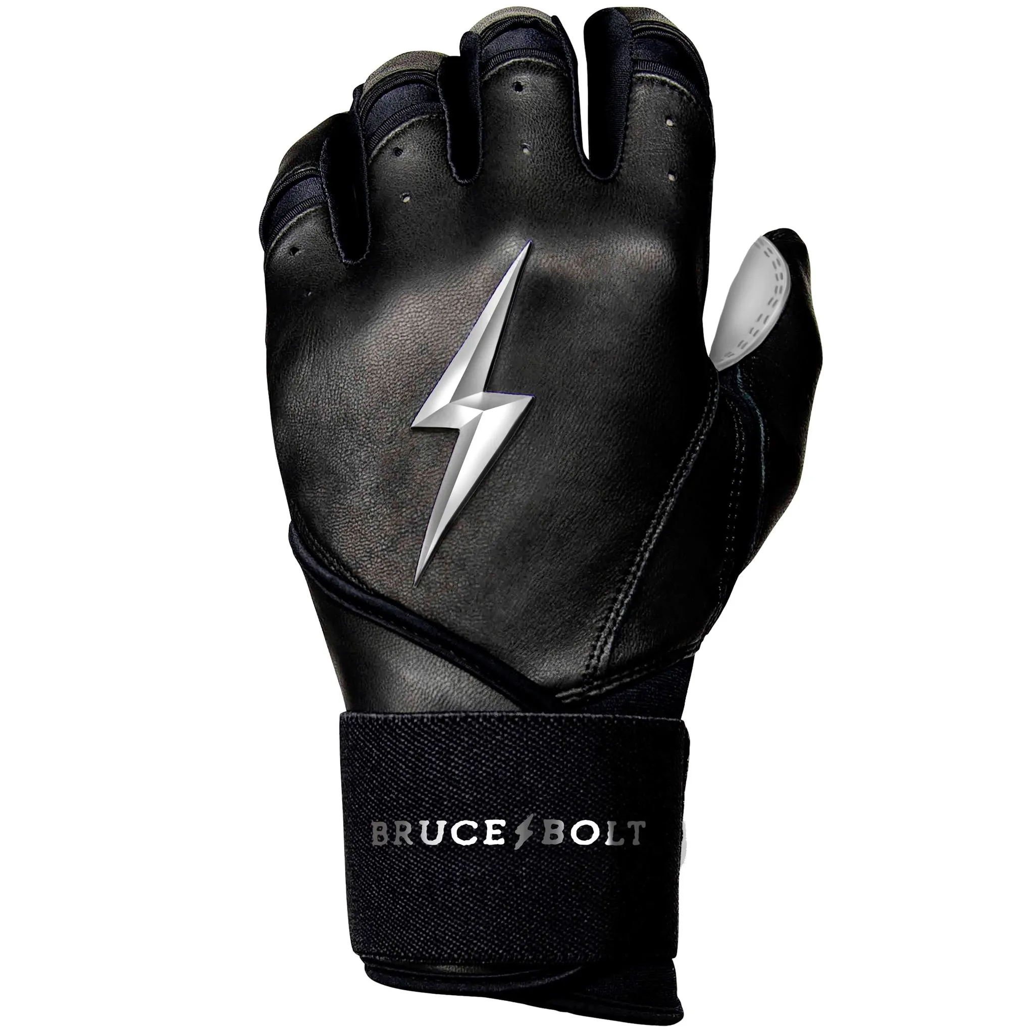 PREMIUM PRO CHROME Series Long Cuff Batting Gloves | BLACK