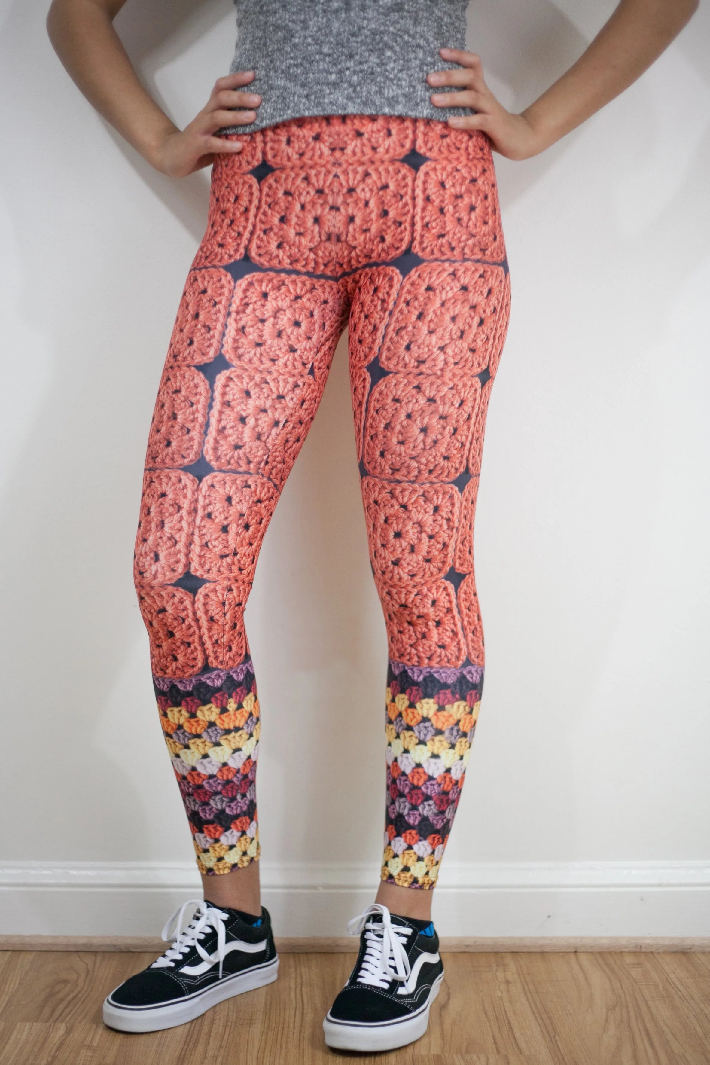 'Princess Pumpkin' Crochet Print Granny Square Leggings