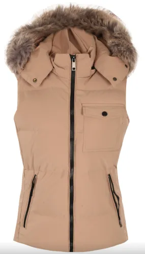 PUFFER GILET WITH FAUX FUR TRIM