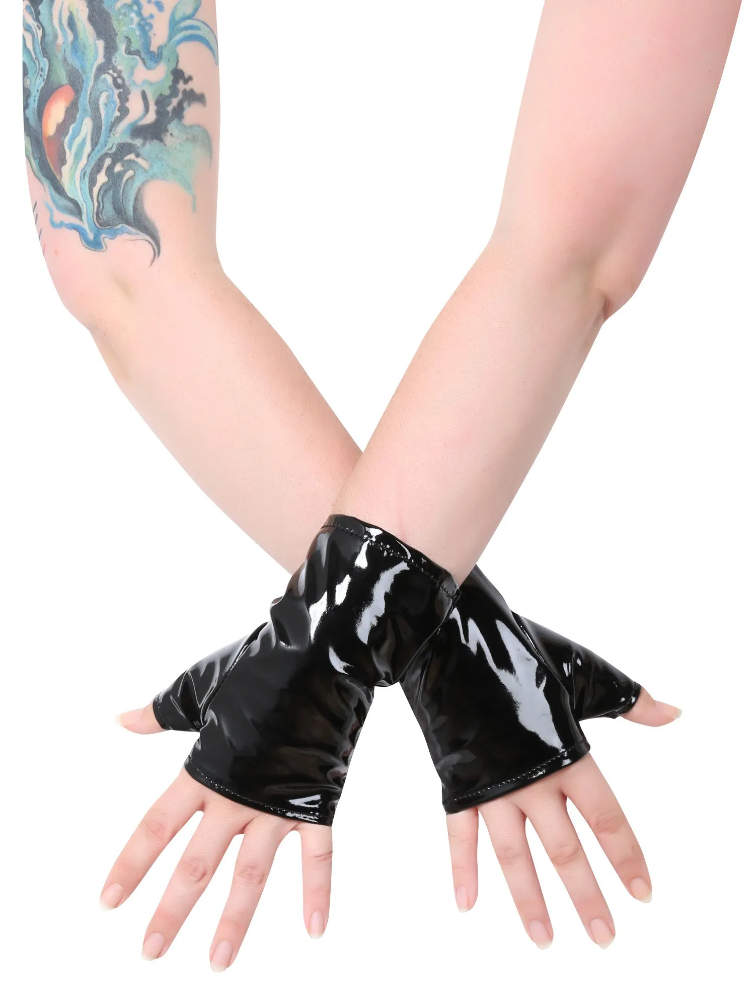 PVC Short Fingerless Gloves