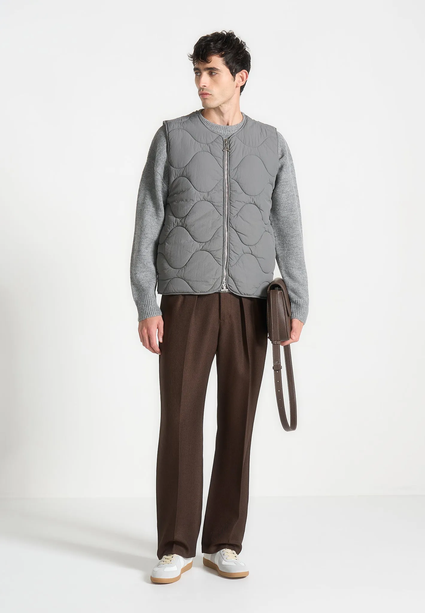 Quilted Pattern Gilet - Grey