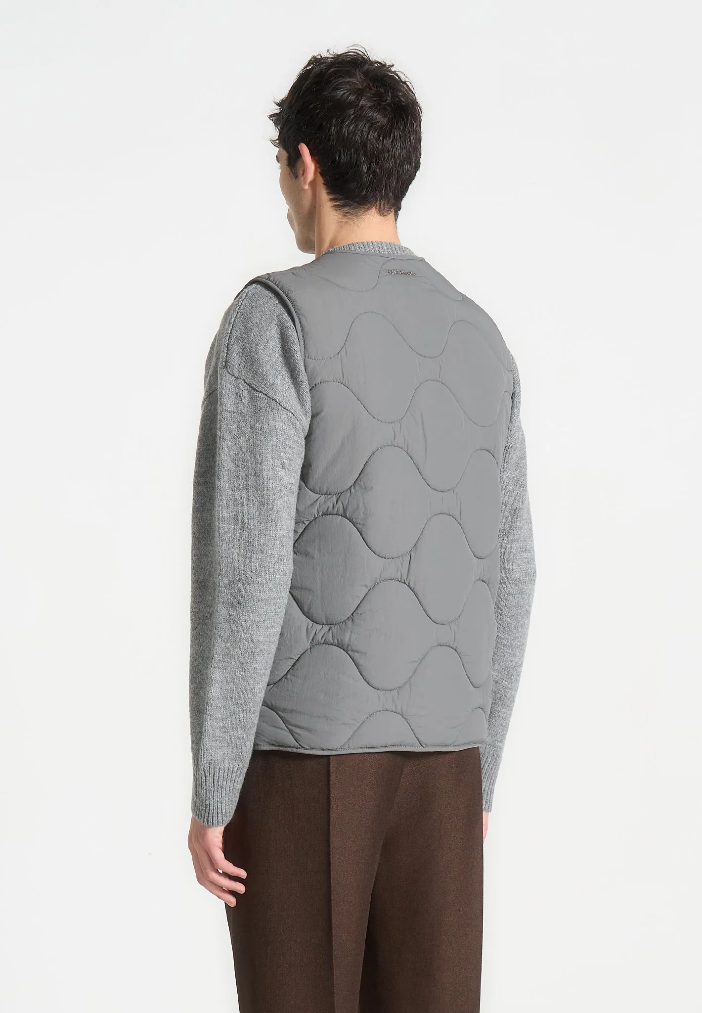 Quilted Pattern Gilet - Grey