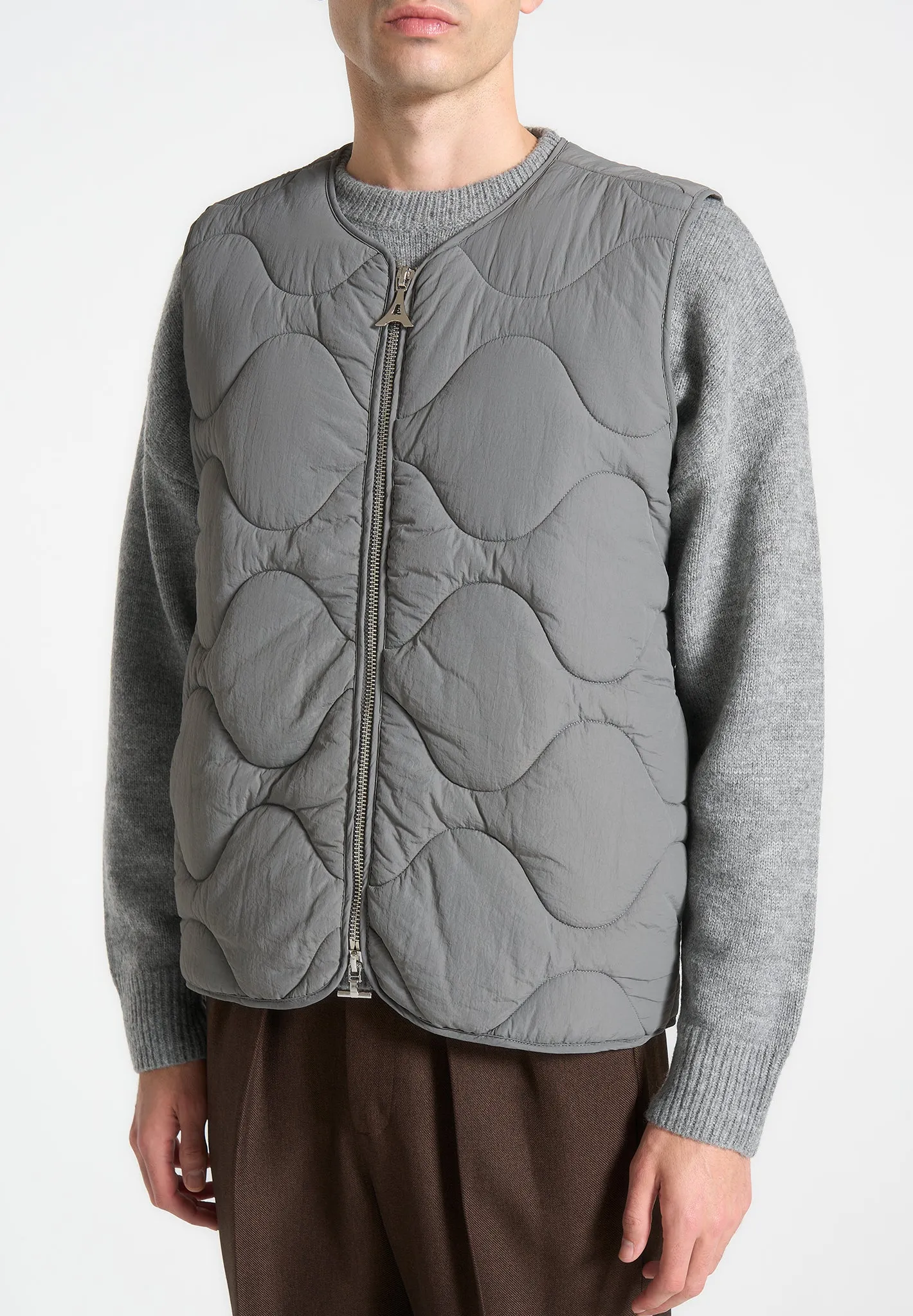 Quilted Pattern Gilet - Grey