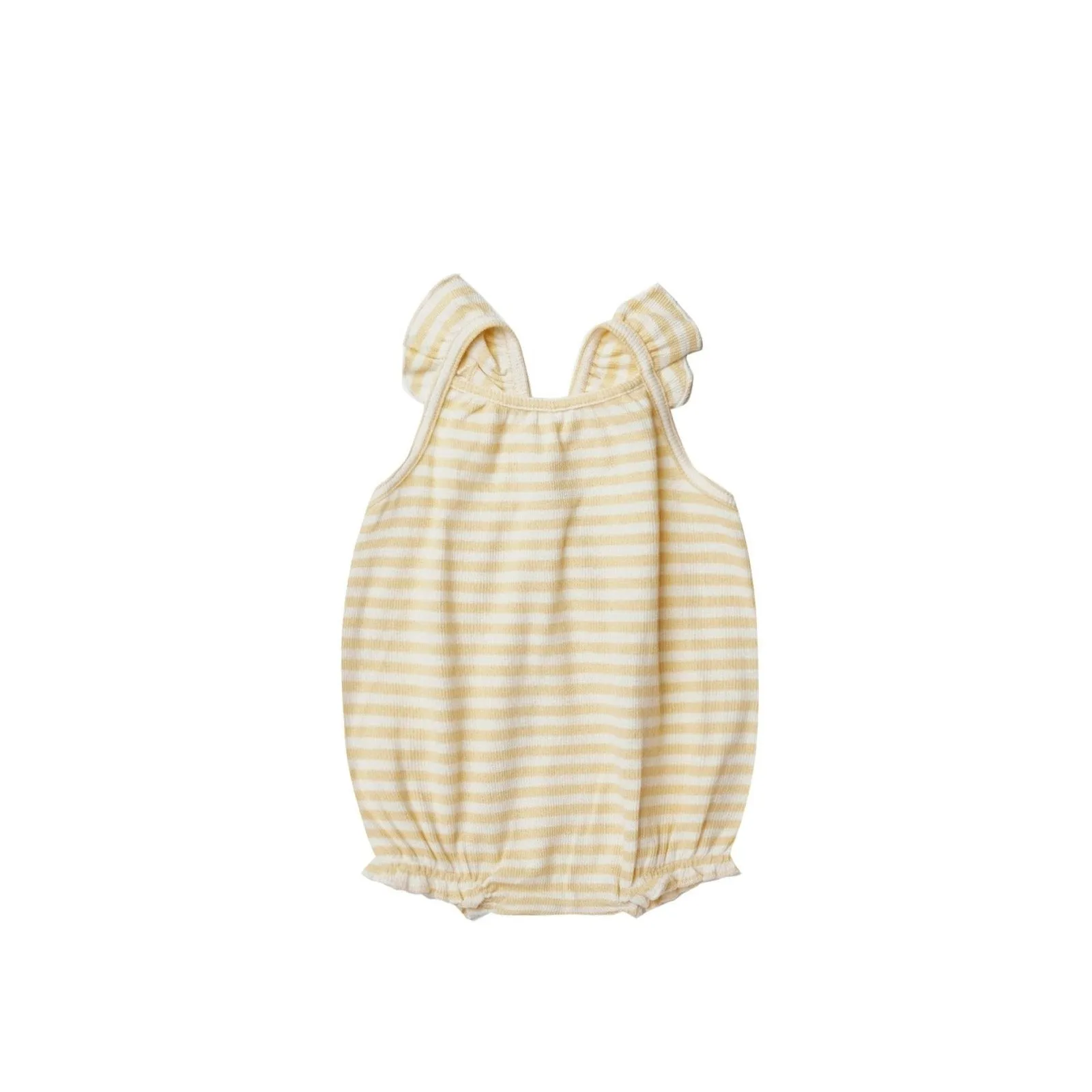 Quincy Mae Baby Ribbed Ruffle Yellow Striped Romper