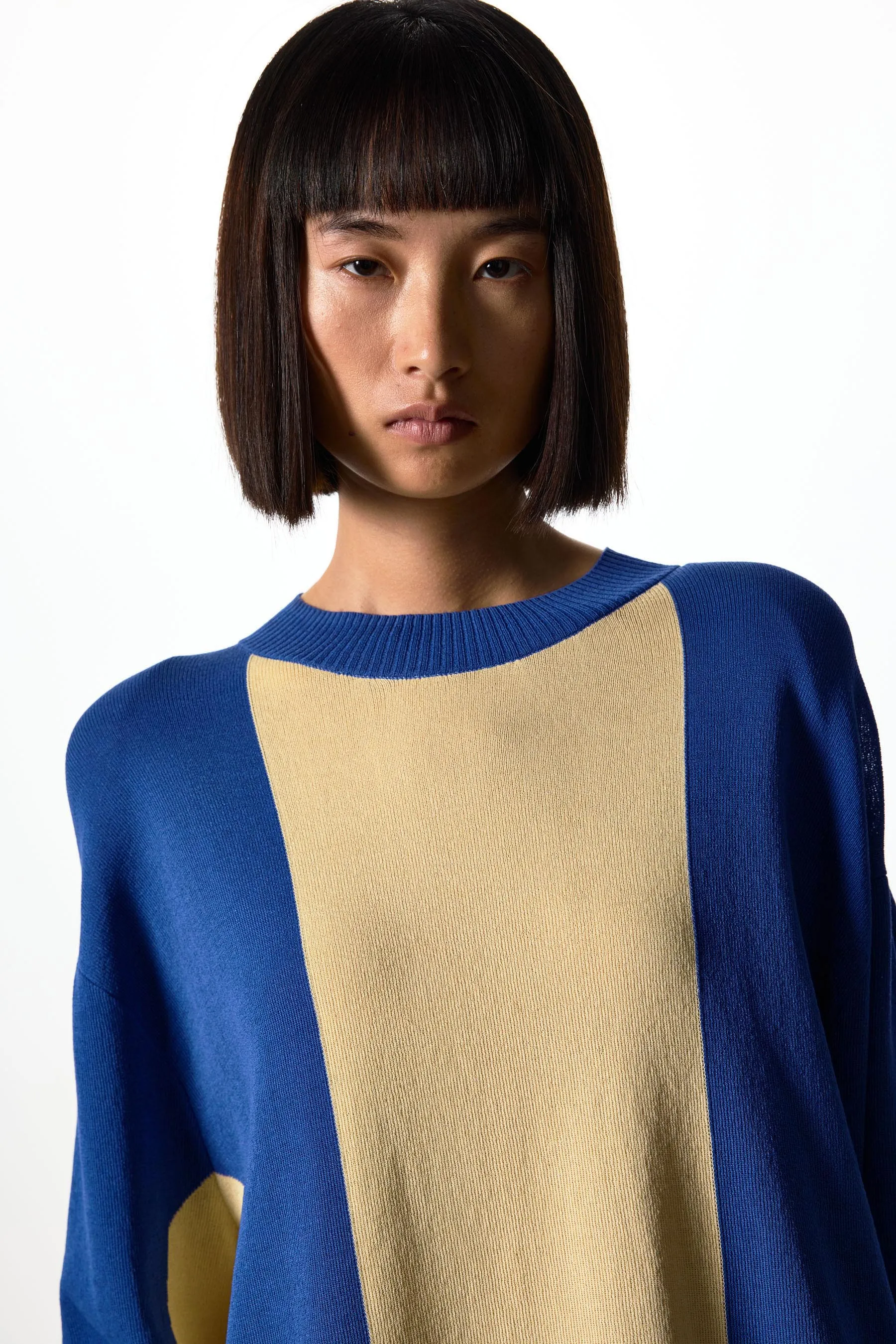 Ricochet Andrew Jumper - Steel Blue & Beige