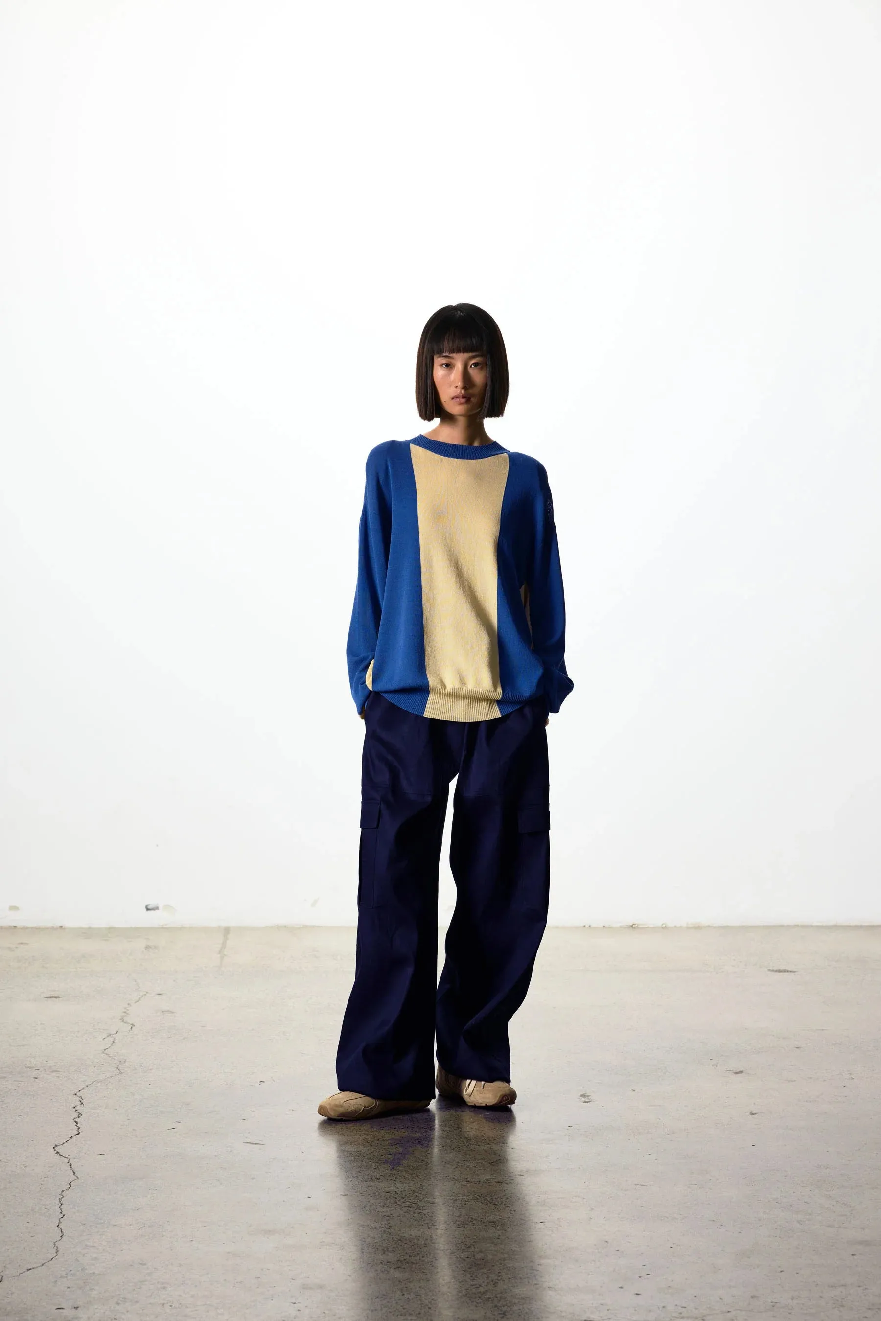 Ricochet Andrew Jumper - Steel Blue & Beige