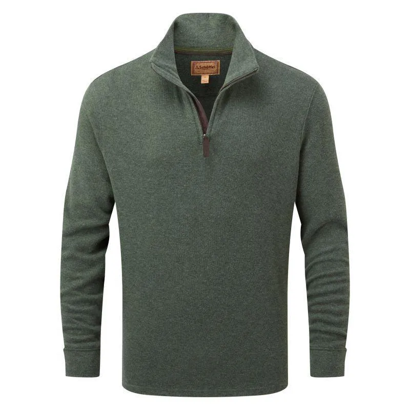 Schoffel Kingsbridge Cotton French Rib 1/4 Zip Mens Jumper - Country Green