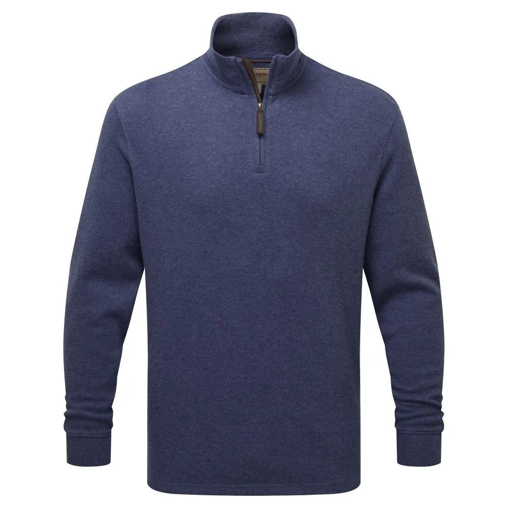 Schoffel Kingsbridge Cotton French Rib 1/4 Zip Mens Jumper - French Navy