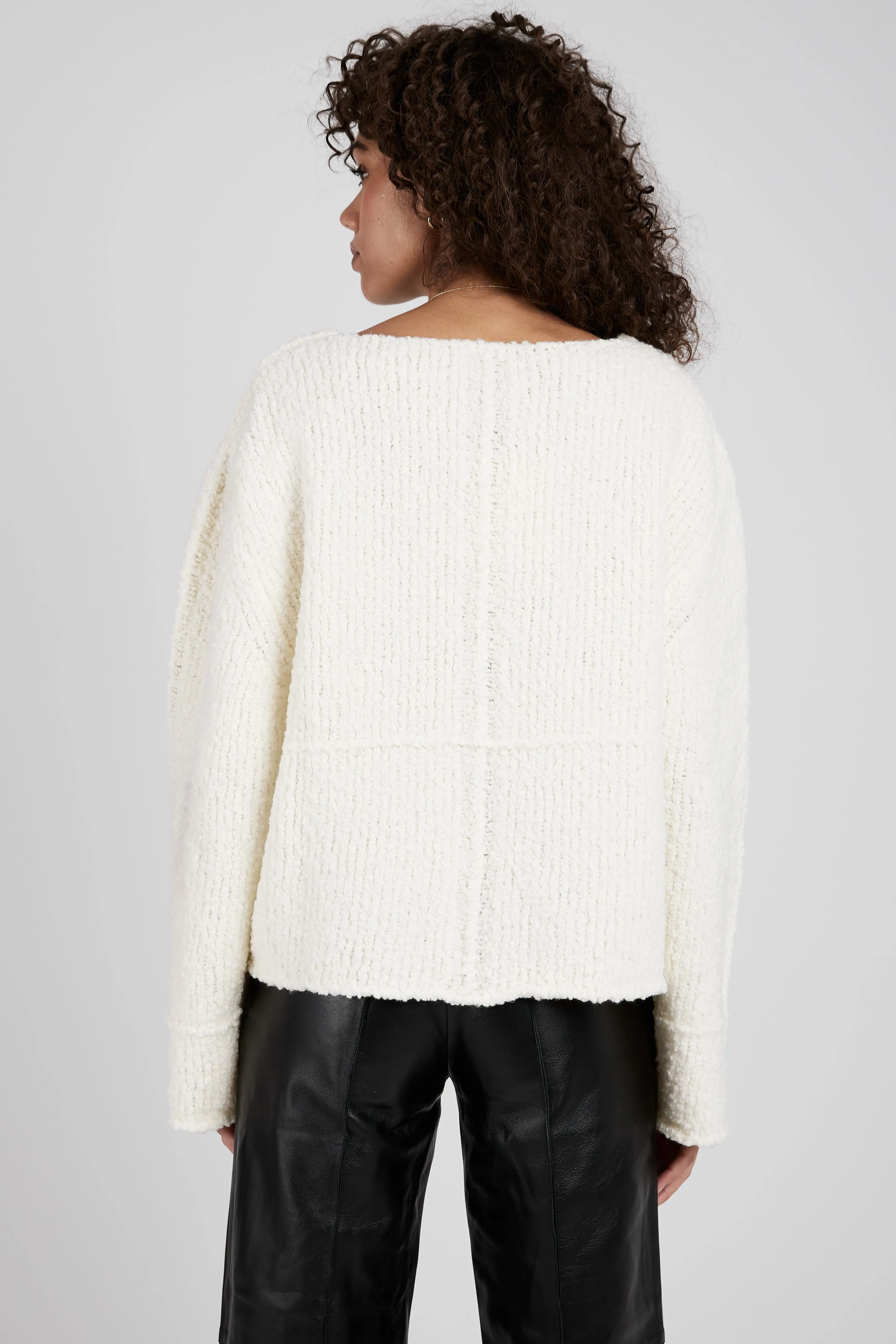 Selin Oversized Bouclé Sweater in Ivory