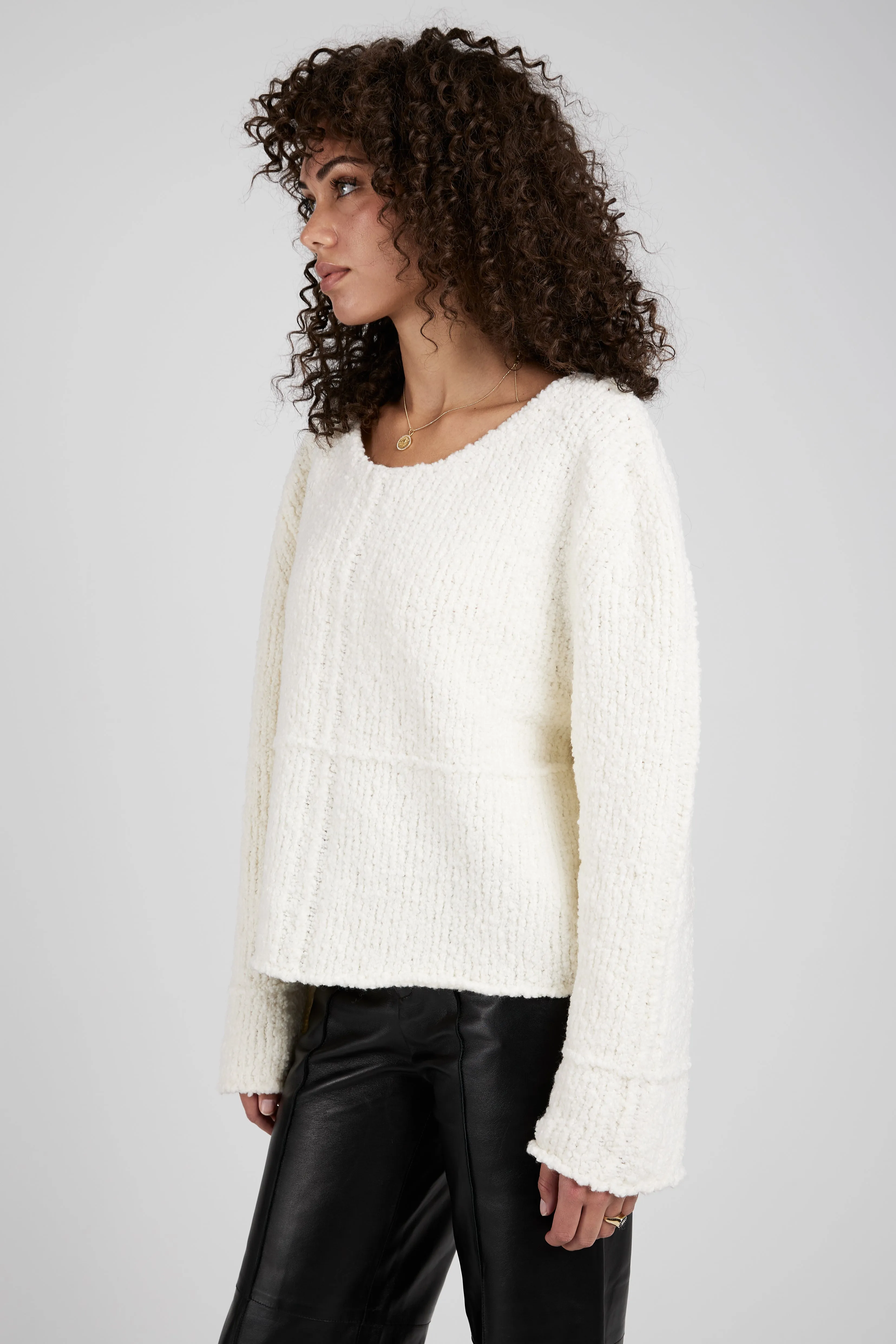 Selin Oversized Bouclé Sweater in Ivory