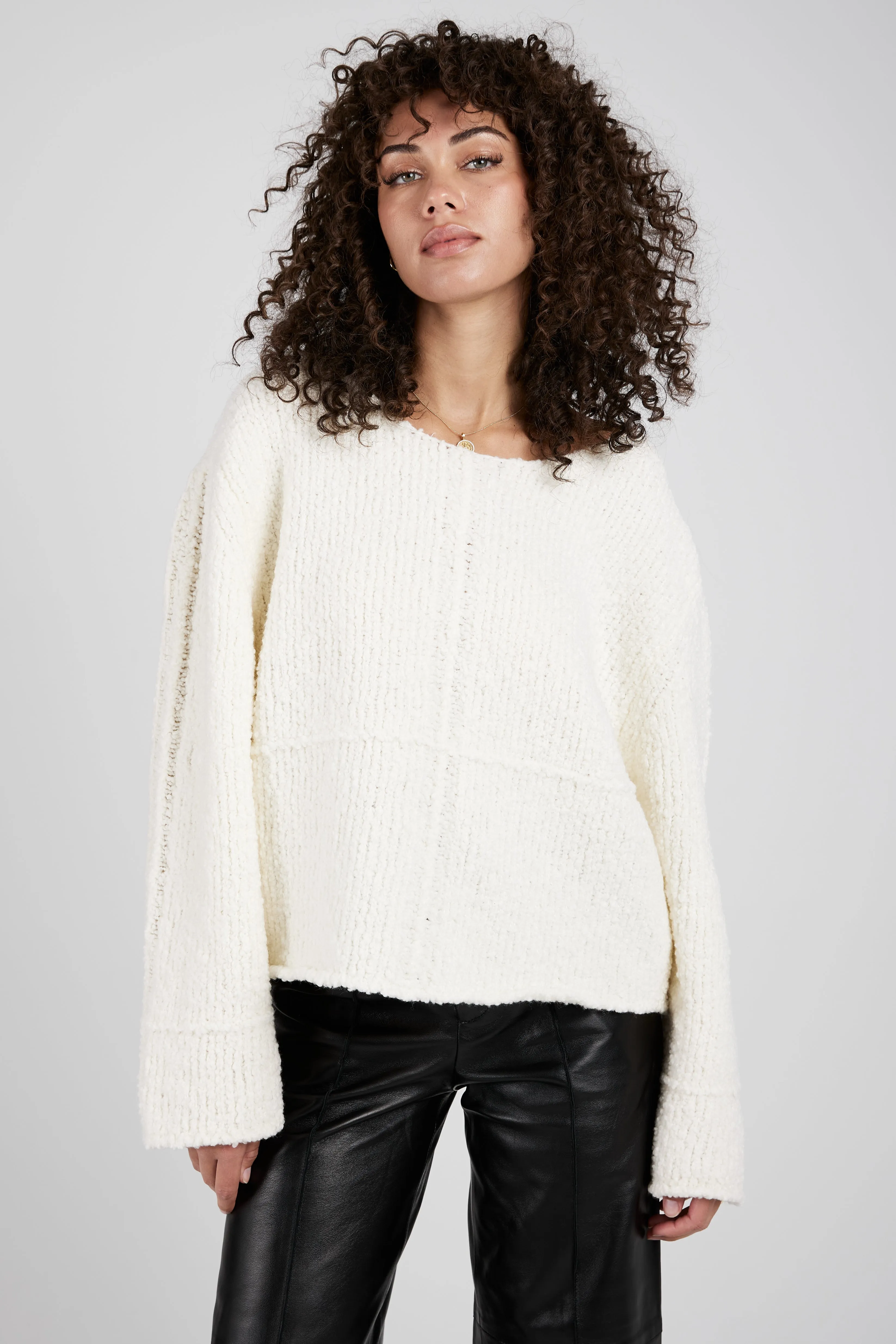 Selin Oversized Bouclé Sweater in Ivory