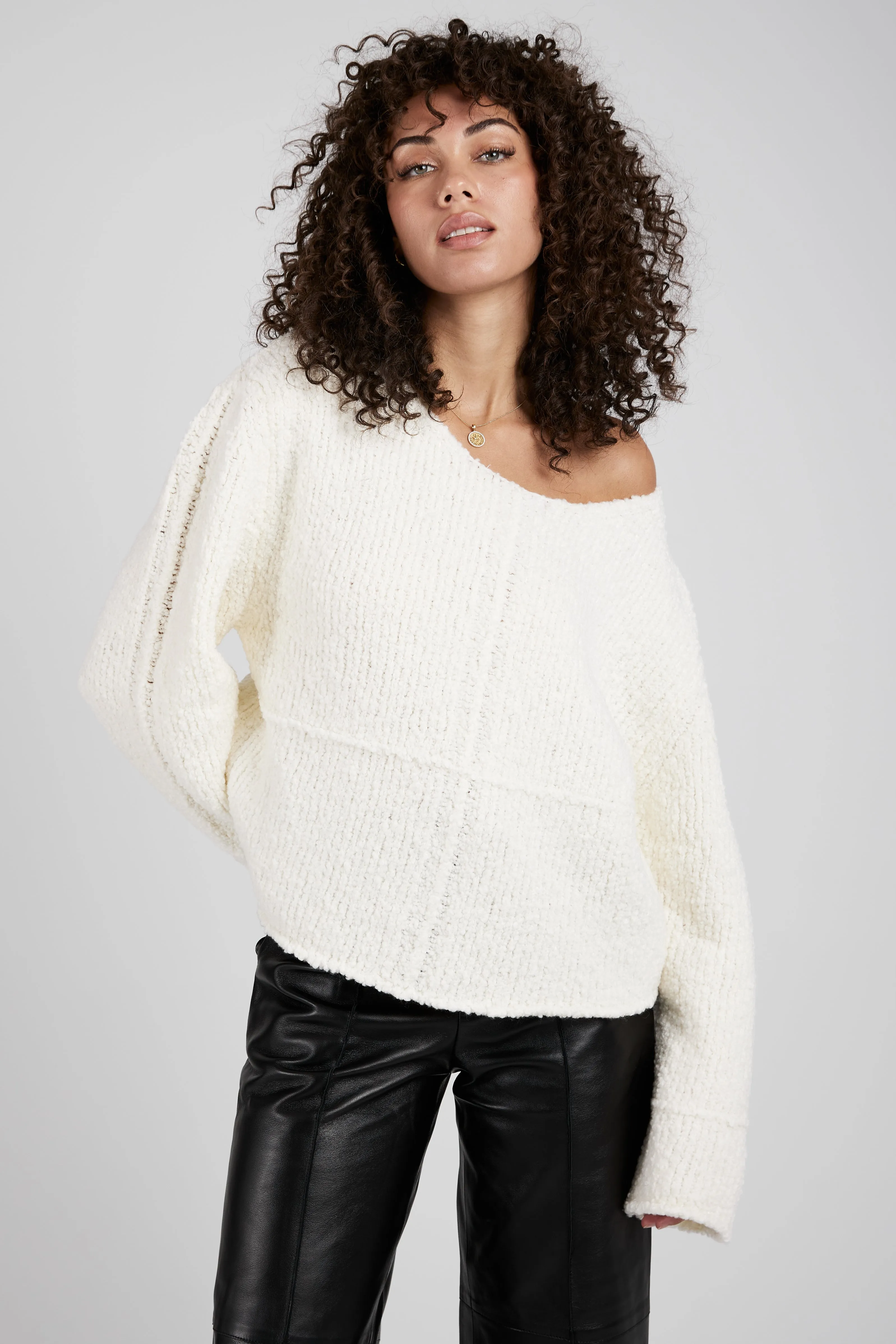 Selin Oversized Bouclé Sweater in Ivory