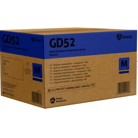 Shield Clear Polythene Disposable Gloves - GD52 (Case of 100 packs)