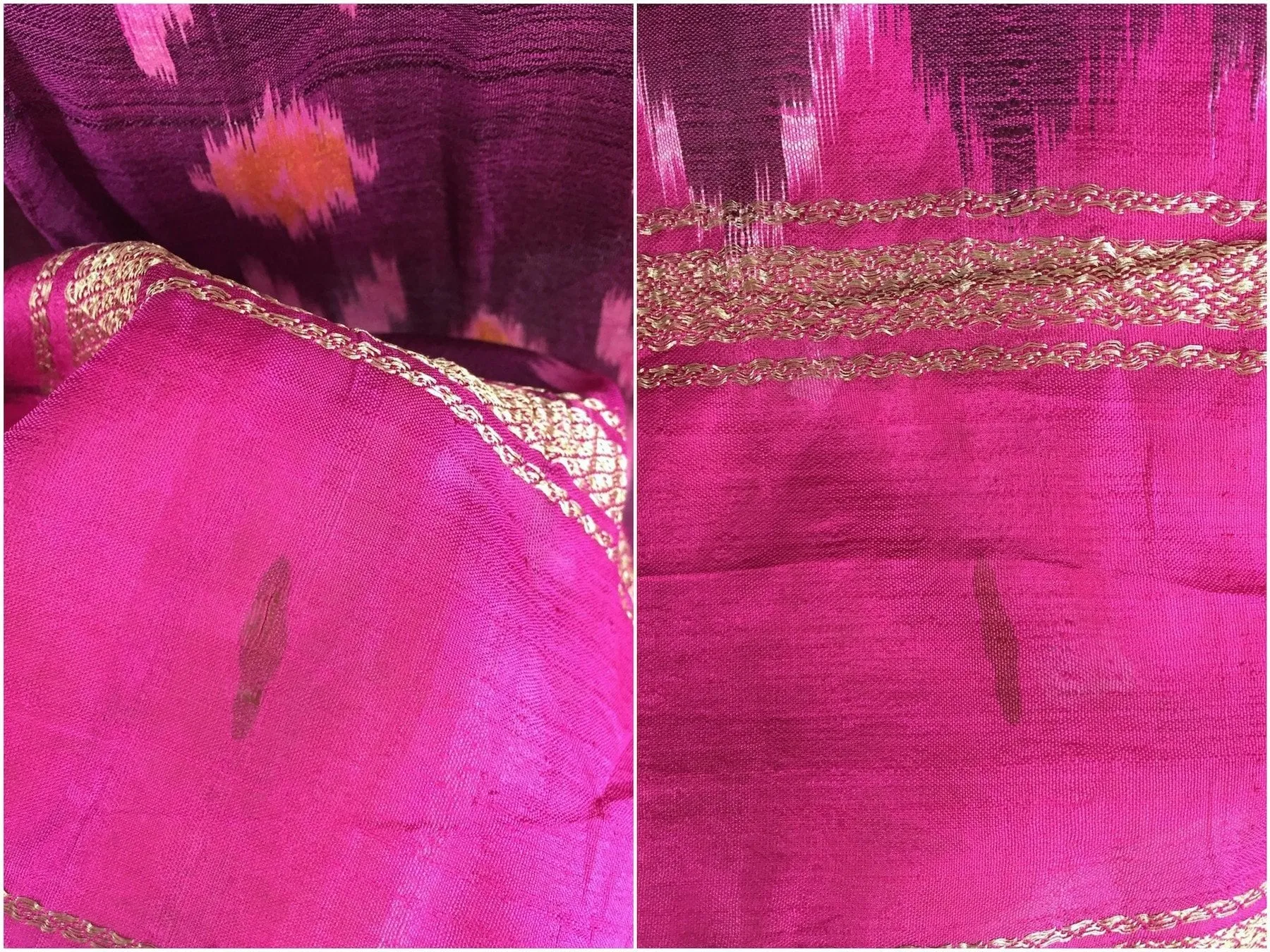 Silk Skirt / Vintage Indian Sari / Pink IKAT Print - Size Small to Medium