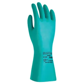 SOLVEX 37145 GRN 11 ML NIT 13" EMBOSS - 37-145 Nitrile Gloves, Gauntlet Cuff, Unlined, Green, 11 mil