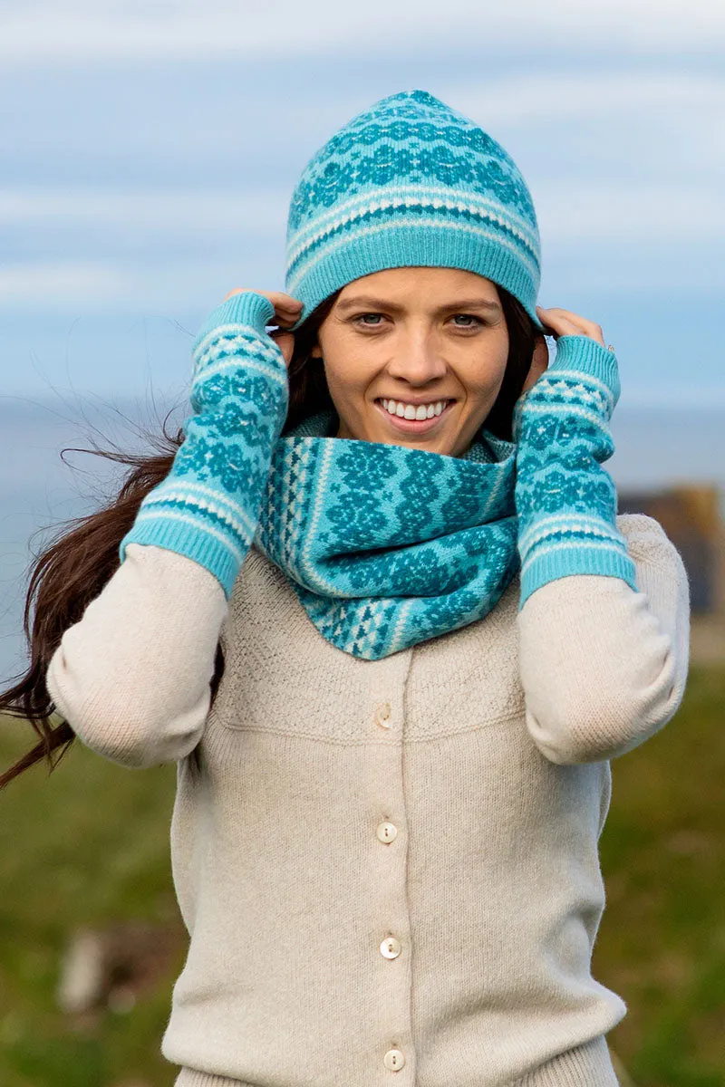 Stockbridge Fair isle Beanie Hat - Aqua