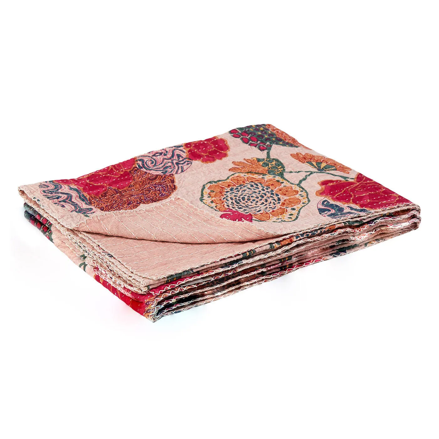 Taj Hotel Home Decor Kantha Cotton Throw | 50"x70" | 13