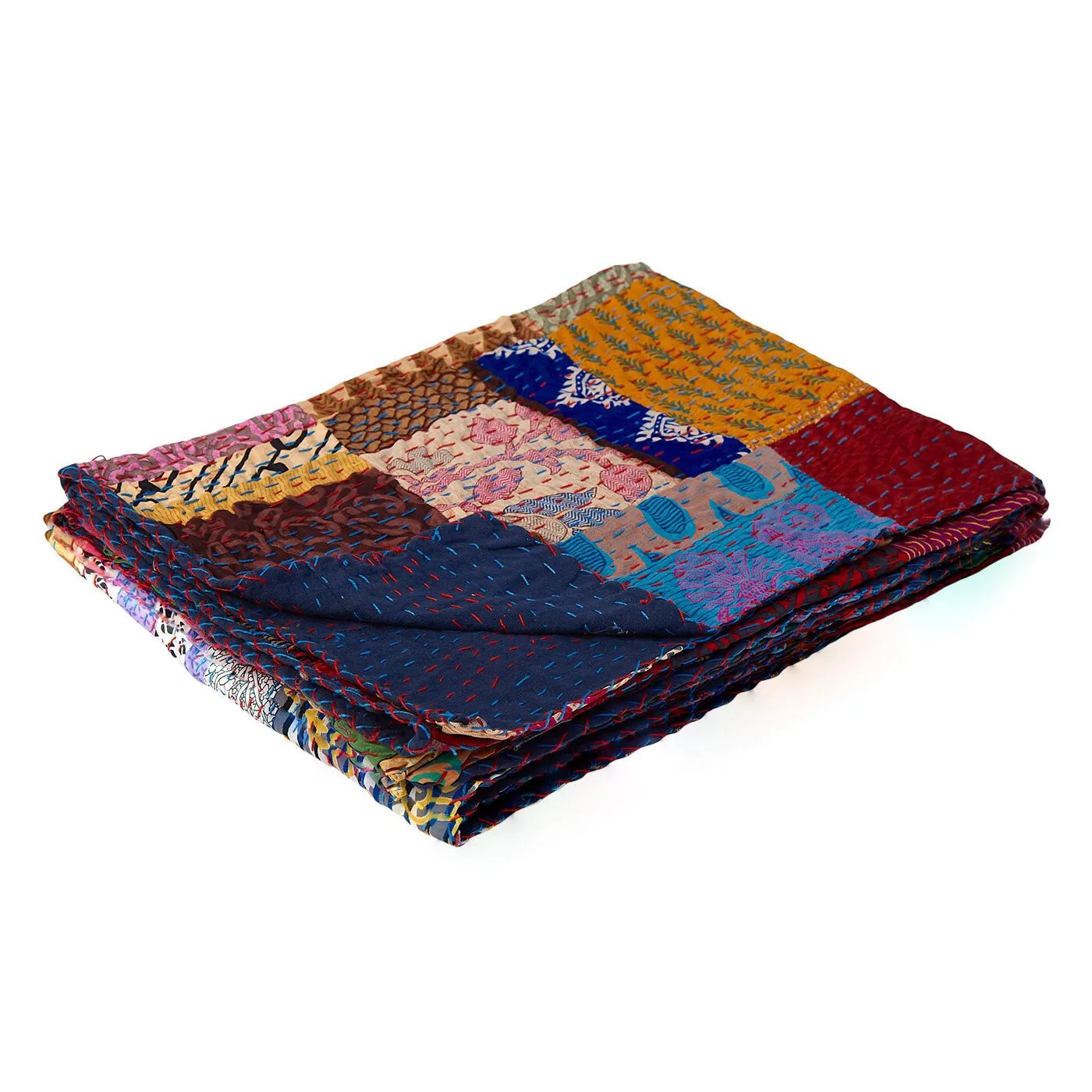 Taj Hotel Home Decor Kantha Silk Throw | 50"x70" | 1