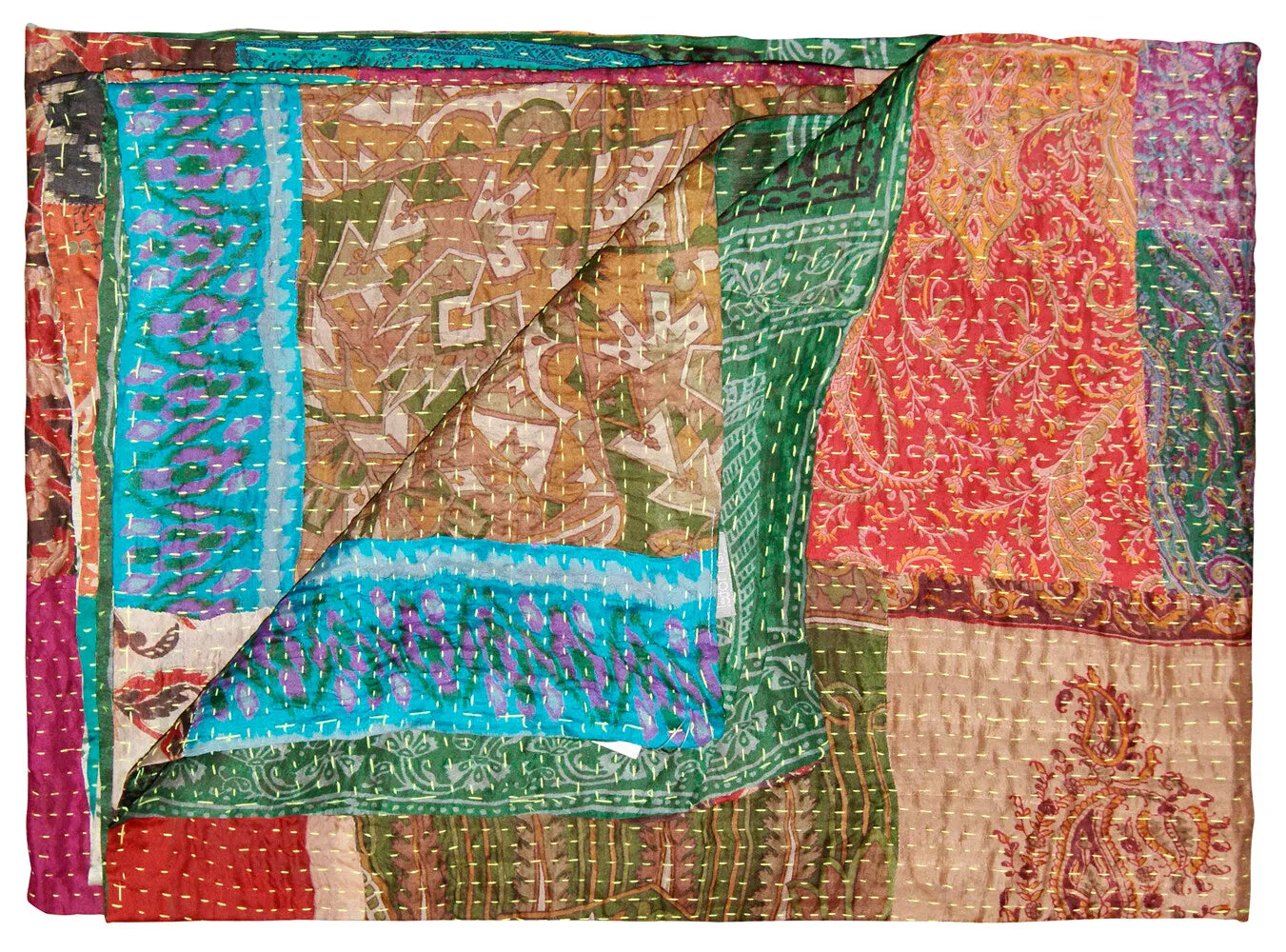 Taj Hotel Home Decor Kantha Silk Throw | 50"x70" | 1