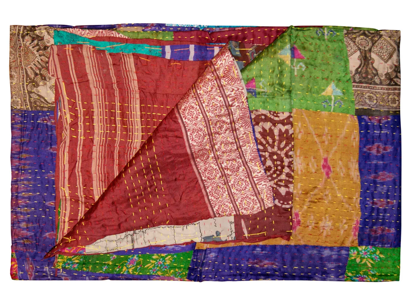 Taj Hotel Home Decor Kantha Silk Throw | 50"x70" | 2