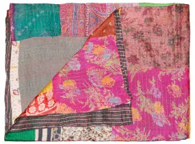 Taj Hotel Home Decor Kantha Silk Throw | 50"x70" | 2