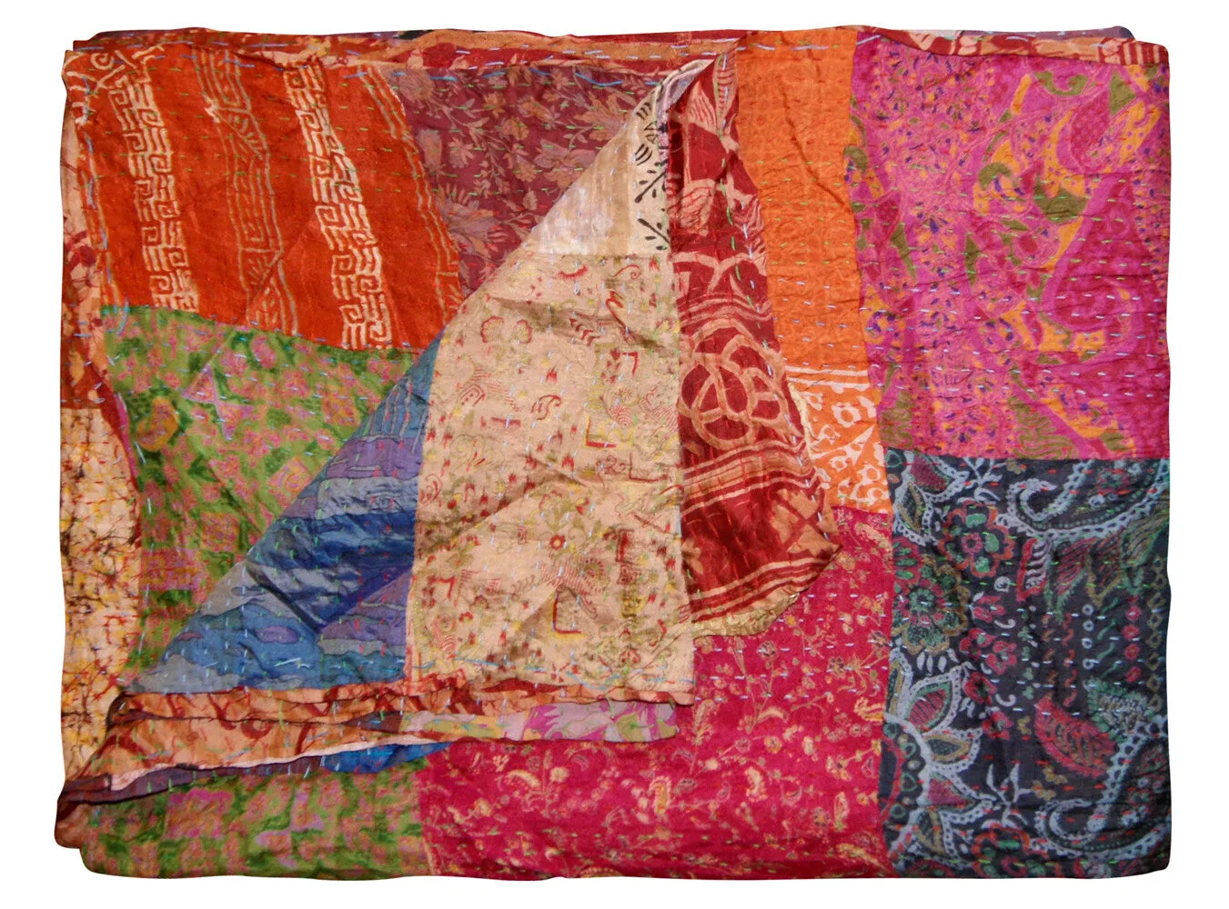 Taj Hotel Home Decor Kantha Silk Throw | 60"x90" | 3