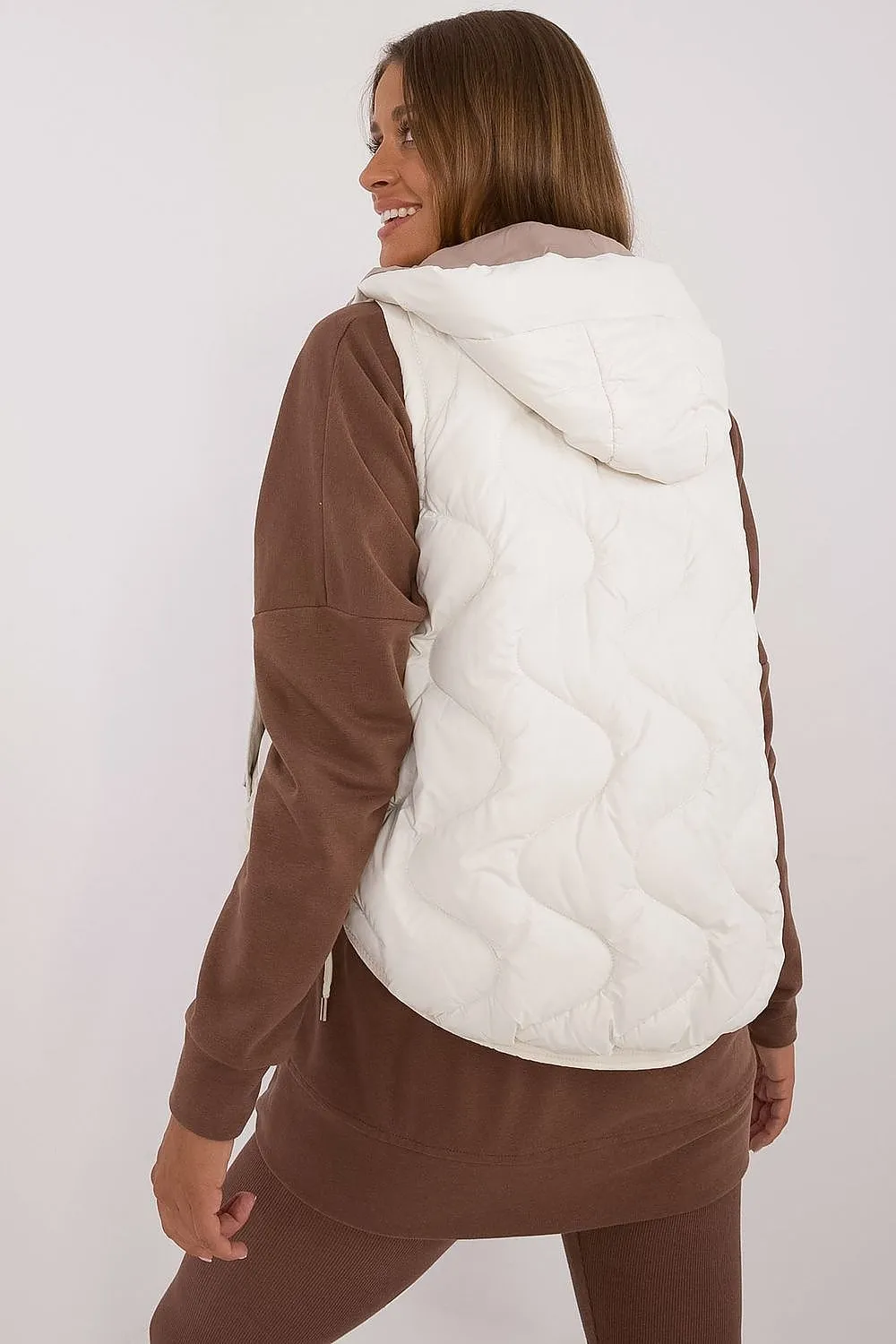 TEEK - Beige Side Pulley Hooded Gilet