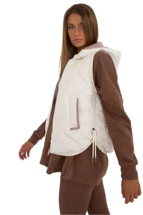 TEEK - Beige Side Pulley Hooded Gilet