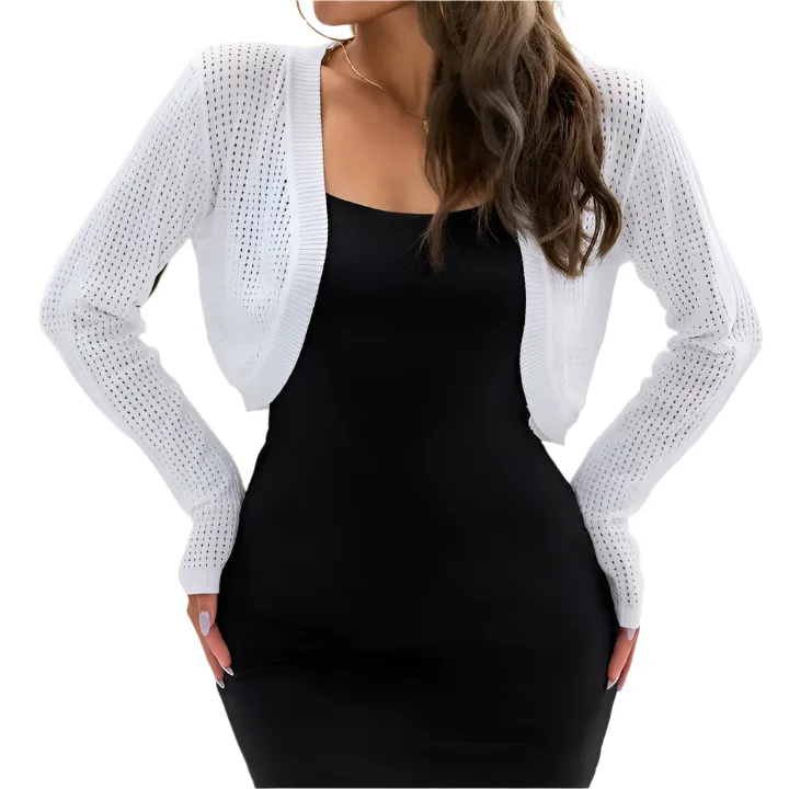 TEEK - White Leisure Hollowed Out Long Sleeved Top