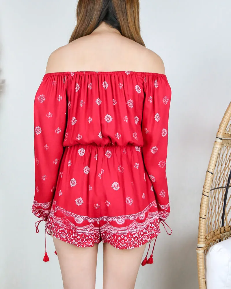 The Jetset Diaries - Fuego Romper in Red Robe Print