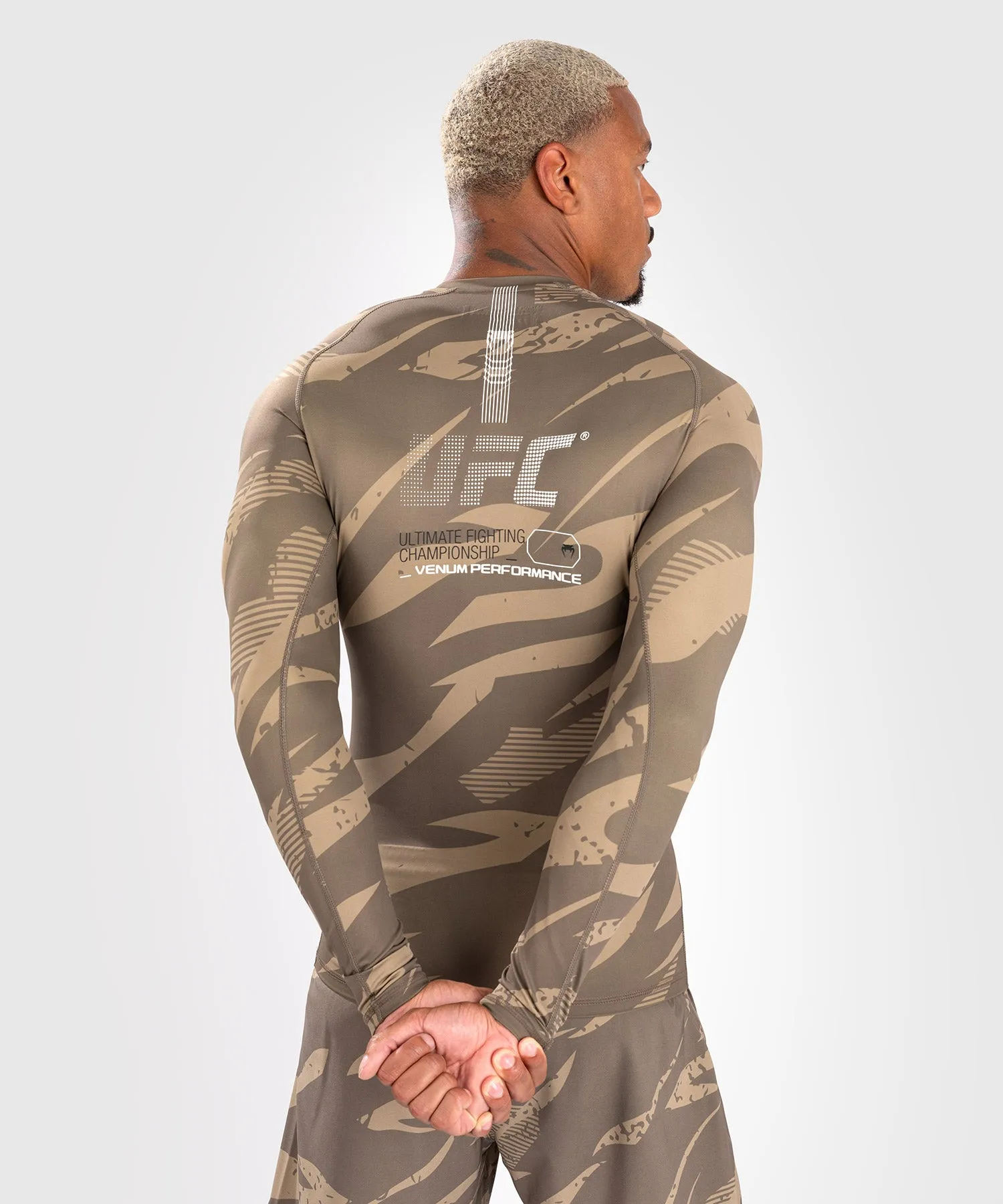 UFC Adrenaline by Venum Fight Week Performance Long Sleeve Rashguard - Desert Camo