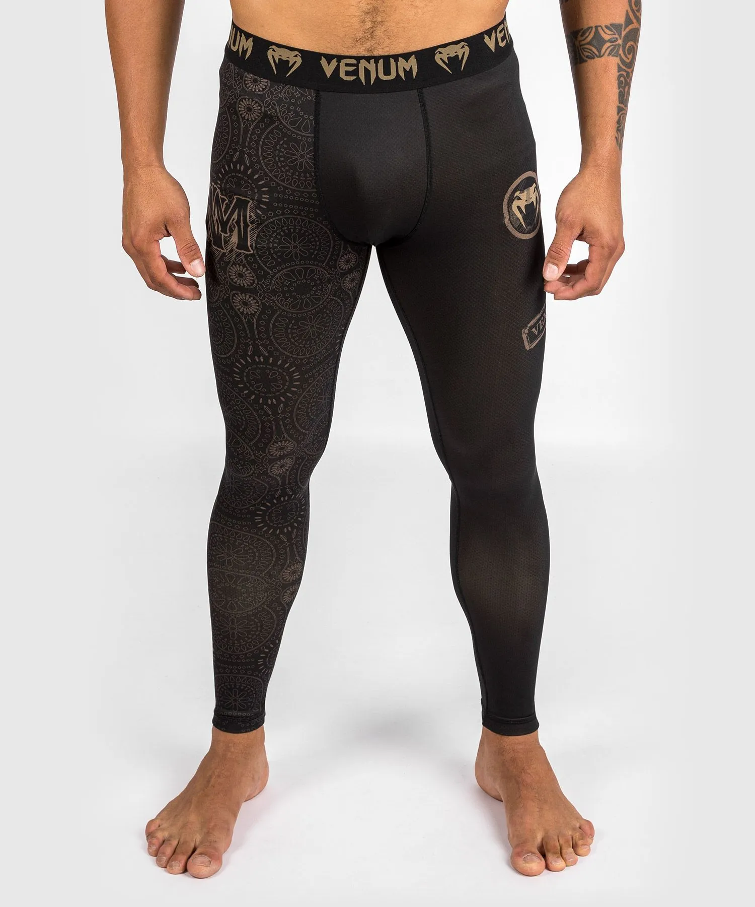 VENUM-04803-124 SANTA MUERTE DARK SIDE SPATS MEN COMPRESSSION TIGHTS PANTS XS-XXL Black Brown