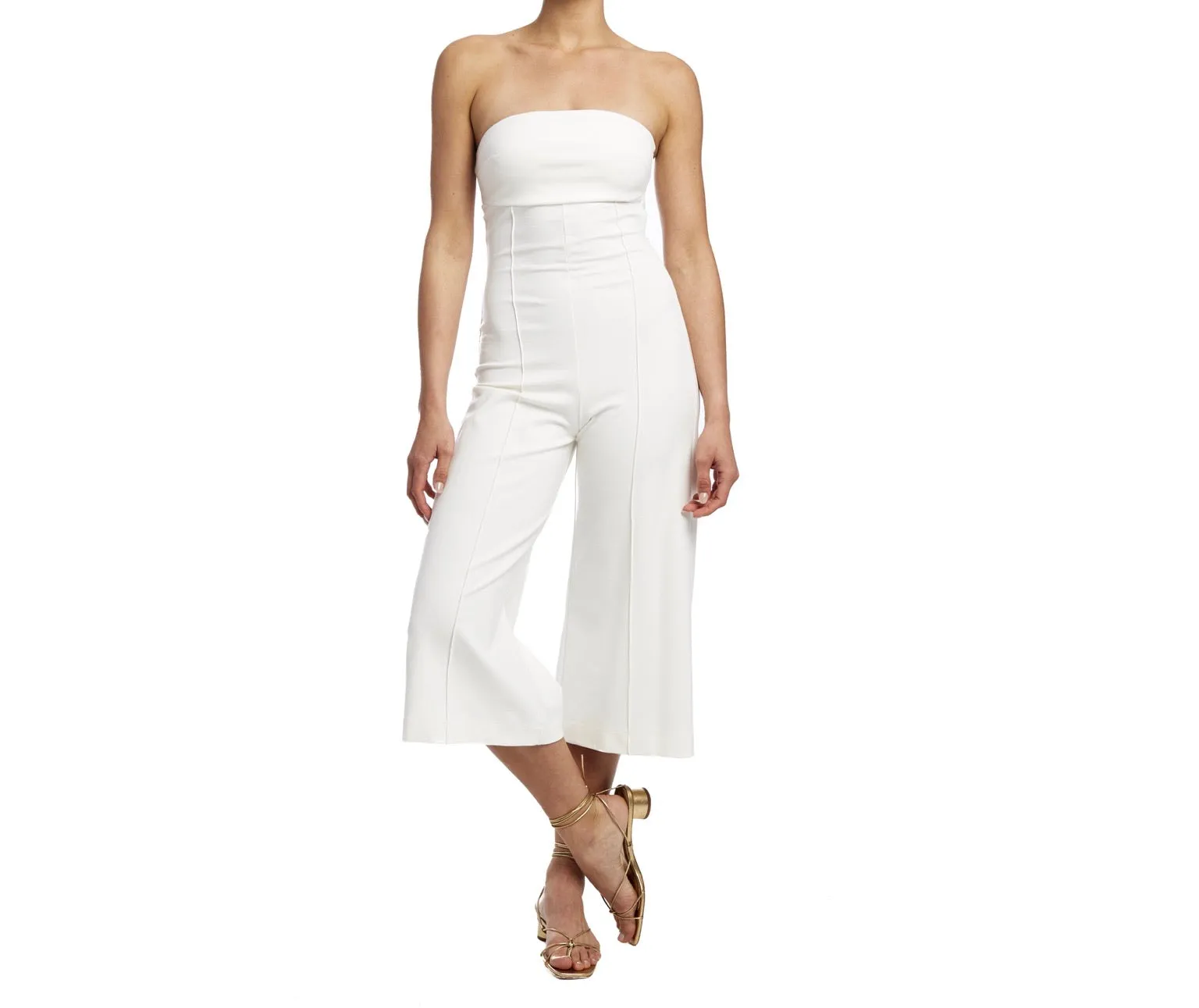 White Strapless Jumpsuit Culotte