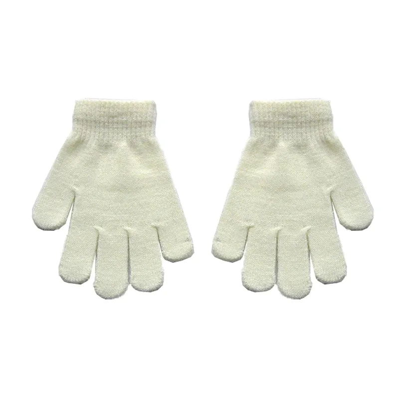 Winter Knitted Children's Full Finger Gloves Boy Girl Glove Warm Thick Kids Gloves Baby Gloves Candy Color Cotton Mittens