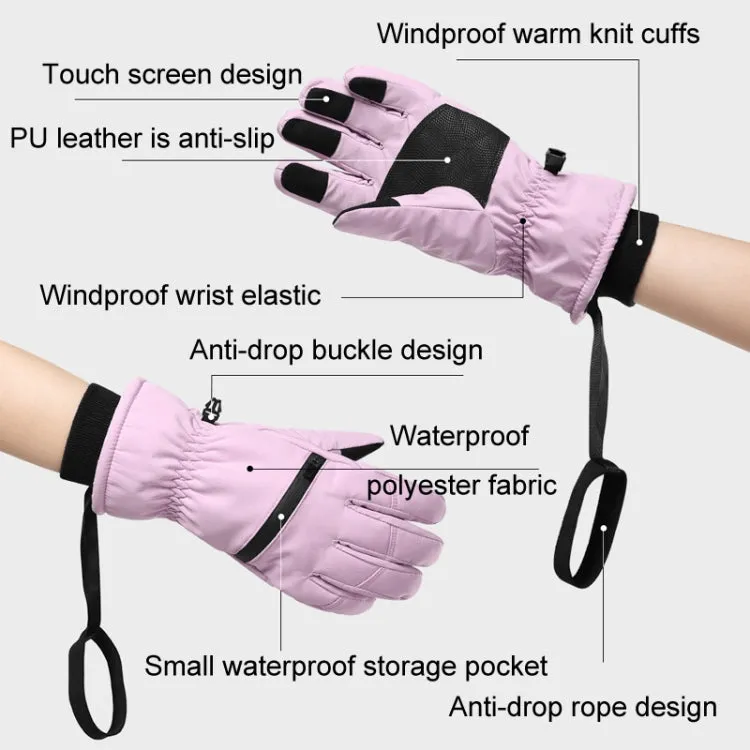 Winter Padded Ski Finger Gloves Outdoor Windproof Warm Sports Gloves, Size: S(Black)