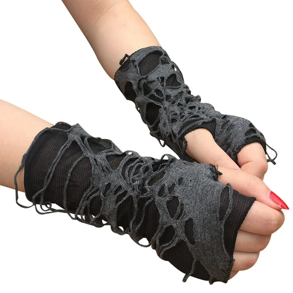 Women's Punk Ripped Fingerless Gloves