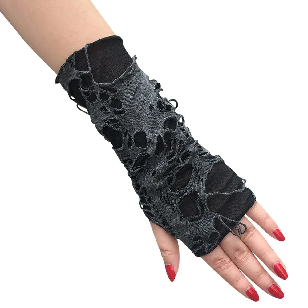 Women's Punk Ripped Fingerless Gloves