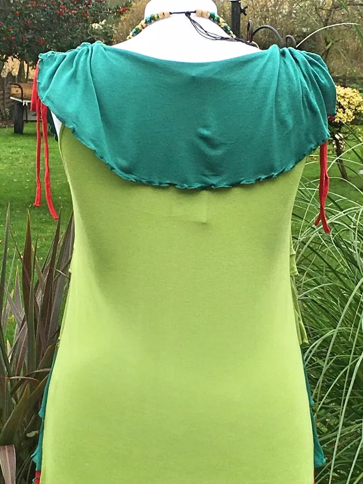 WONDERFUL GREEN MIX RUFFLE TOP UK SIZE L / XL (B3)